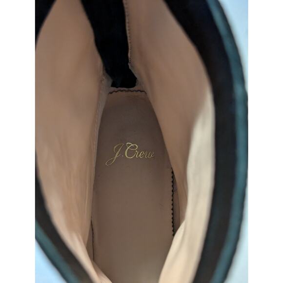 J. Crew Black Suede Round Toe High Ankle Back Zip Chunky Heel Boot Womens Sz 9 - Picture 7 of 12